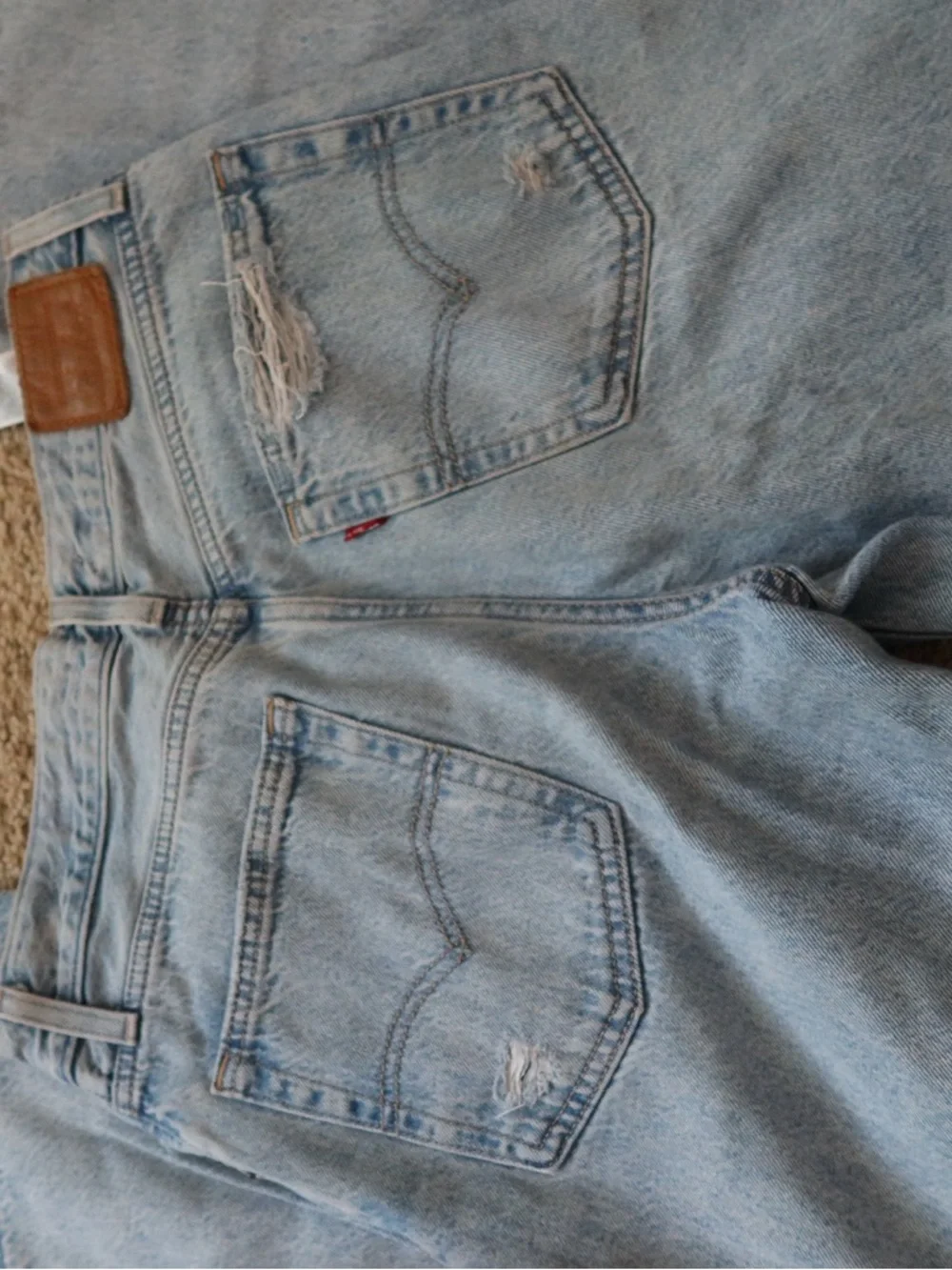 Levi's Light Blue Distressed Straight-Leg Jeans - Picture 6 of 6